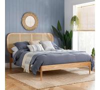 Birlea Rattan Bed Frame Calibra Oak Bedstead in Beige | Size: Double Birlea Beige Double