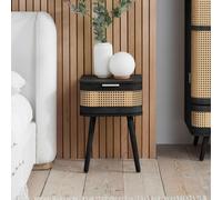 Birlea Rattan Bedside Cabinet 1 Drawer Black Sark Nightstand Side Table