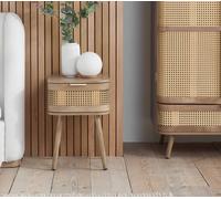 Birlea Rattan Bedside Cabinet 1 Drawer Sark Nightstand Side Table in Beige Birlea Beige