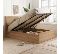 Double Rattan Ottoman Bed Frame Birlea Croxley Oak 4FT6 135cm Storage Bedstead