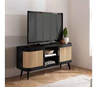 Birlea Rattan TV Entertainment Unit Curved Small Cabinet Sark in Black Birlea Black