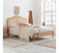 Rattan Double Bed Frame Birlea Leonie 135cm 4FT6 Oak Bedstead Birlea Brown King