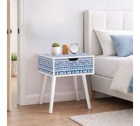 Birlea Santorini 1 Drawer Bedside Cabinet Chest Table Shabby Chic Blue