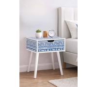 Birlea Santorini 1 Drawer Bedside Cabinet Chest Table Shabby Chic Blue