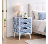 Birlea Santorini 3 Drawer Bedside Cabinet Chest Table Shabby Chic Blue