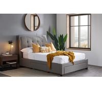Shelby Grey Fabric Bed - 3 Drawers - Sprung Slatted Base