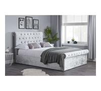 Birlea Sienna Double Ottoman Bed In Steel Crushed Velvet
