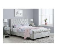 Birlea Sienna Small Double Bed In Steel Crushed Velvet