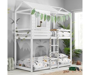 Birlea Solid Wood Bunk Beds Adventure 3FT Single Bed Pine Frame in White Birlea White Single