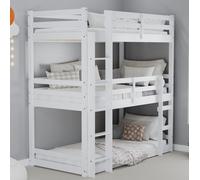 Solid Wood Triple Bunk Bed Frame Birlea Tressa 3 sleeper Birlea White Single