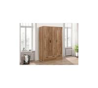 Stockwell 3 Door 2 Drawer Wardrobe Rustic Oak Birlea Brown One Size
