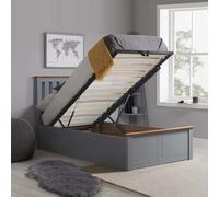 Birlea Stone Grey Wood Single Ottoman Bed And Mattress Bundle Phoenix Nebula 90Cm 3Ft