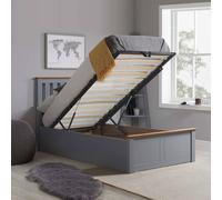 Birlea Stone Grey Wood Single Ottoman Bed And Mattress Bundle Phoenix Nebula 90Cm 3Ft Grey Single