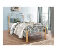 Birlea Tetras Bed - Metal, Silver and Beech, Single