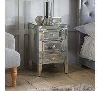 Birlea Valencia 3 Drawer Bedside Mirrored in Silver Birlea Silver