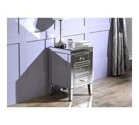 Birlea Valencia Mirrored Glass 3 Drawer Bedside Table with Mock Crystal Handles