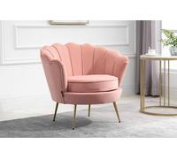 Birlea Velvet Armchair Ariel Easy Accent Fabric Gold Vintage Design In Pink Pink One Size