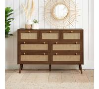 Birlea Walnut Chest Of 7 Drawers Rattan Croxley Mid Century Modern Walnut One Size