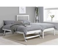 White Wood Guest Bed 2 mattresses Birlea Buxton Trundle Frame Hideaway Stop Over Birlea White Single