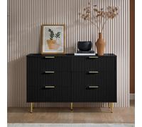 Birlea Zara Black 6 Drawer Chest Fluted Bedroom Storage