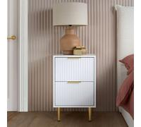 Birlea Zara White Bedside Cabinet 2 Drawer Fluted Bedsidetable Chest