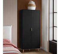 Birlea Zaza Black 2 Door Wardrobe Fluted Design Gold Handle Birlea Black