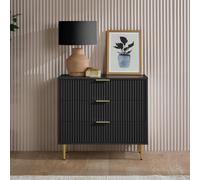 Birlea Zaza Black 3 Drawer Chest Fluted Bedroom Storage Birlea Black