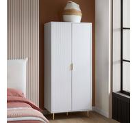 Birlea Zaza White 2 Door Wardrobe Fluted Design Gold Handle Birlea White