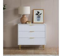 Birlea Zaza White 3 Drawer Chest Fluted Bedroom Storage Birlea White