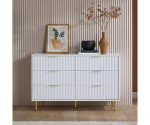 Birlea Zaza White 6 Drawer Chest Fluted Bedroom Storage Birlea White