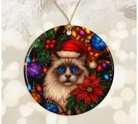 Birman Blue Point Cat Christmas Ornament - Funny Birman Blue Point Christmas Ornament - Cat Lover Gift - Cute Catmas Decor - Pet Memorial Printed on Both Sides