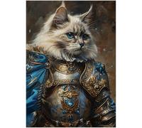 Birman Cat Knight Puzzles 1000 Pieces for Adults - Pet Knight Portrait Gift for Birman Cat Owner - Funny Challenging Jigsaw Puzzle Perfect for Game Nights