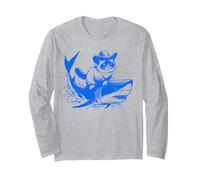Birman Cat Riding Shark - Funny Cat Cowboy Lover Long Sleeve T-Shirt