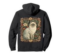 Birman or Persian Cat in Vintage Floral Style Pullover Hoodie