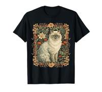 Birman or Persian Cat in Vintage Floral Style T-Shirt