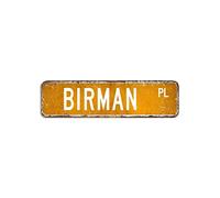 Birman Street Sign Woodland Animal Tin Sign 3x12in Custom Rust-Proof Metal Wall Art Rustic Poster Plaque Decor for Home Garden Cafes Kitchen Bar
