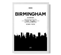 Birmingham Black and White City Skyline Framed Print SIZE: A2 with White Frame ARTZE Black A2