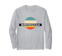 Birmingham City Retro Design Long Sleeve T-Shirt, Adult Unisex, Heather Grey, Large