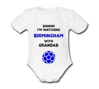 BIRMINGHAM Shhh! I'm watching with Daddy Mummy Grandad Unique Football Babygrow Cute Personalised Funny Baby Vest Grow Boys Girls Unisex Gift Babygrow Bodysuit CITY