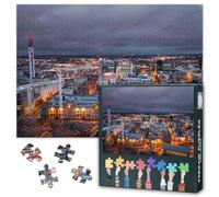 Birmingham Skyline Night Cityscape Jigsaw Puzzle 1000 Pieces for Adults Urban Landscape Puzzle Alabama City View Wall Decor for Living Room Home Decor Challenge 27.5x19.7 Inch