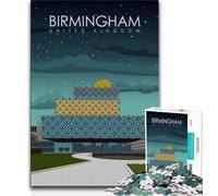 Birmingham Travel Poster Jigsaw Puzzles for Teenagers 1000 Jigsaws,Toys Educational Games Stress Relieving Wishlist with Santa Claus 50x75cm