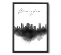 Birmingham Watercolour Skyline City Framed Print SIZE: A4 with Black Frame ARTZE Black A2