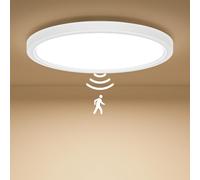 Birnetek® LED Ceiling Light with Motion Sensor, 3 Color Temperature (3000K, 4500K, 6000K) Bathroom Motion Sensor Light, 18W 1800LM Ceiling Lamp, for Bathroom, Stairs, Cellars, Hallways, Garage