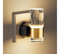 Birnetek Plug in Night Light, 3000K Warm White, 0-100LM Adjustable Night Light Plug in Wall with Dusk to Dawn Sensor, Bubble Projection LED Wall Light for Bedroom, Hallway, Kitchen, Nursery