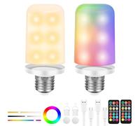 Birnetek USB-C Rechargeable Bulb, E27 LED Bulb Adjustable with Remote Control, Detachable Smart Bulb with Timer, Emergency Light with Magnet, Portable Wireless Bulb, 2pcs