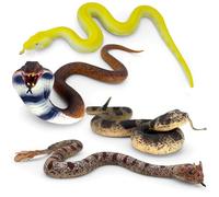 BIROHOSR Realistic Soft Rubber Snake - Scare Birds/Squirrels from Garden- Lifelike Fake Snake Toy Figure for Halloween Prank Prop, (4 PCS)