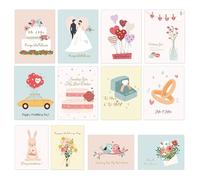 BIROYAL 12 Wedding Cards for Bride and Groom with Envelopes, 5"x10" Wedding Card Congratulations, Blank Inside Bridal Shower Cards, Wedding Shower Cards for Engagement, Wedding Congratulations,