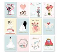 BIROYAL 12 Wedding Cards for Bride and Groom with Envelopes, 5"x9" Wedding Card Congratulations, Blank Inside Bridal Shower Cards, Wedding Shower Cards for Engagement, Wedding Congratulations