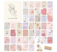 BIROYAL 45 PCS New Mom Affirmation Cards for Post Partum/Postpartum - New Mom Essentials Gifts with Empowering Messages - Postpartum Affirmation Cards with Wooden Stand and Metal Box