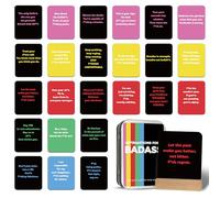 BIROYAL Badass Positive Affirmation Cards for Women, 55 Daily Positive Affirmation Cards with Display Stand & Metal Box, Inspirational Motivational, Mindfulness & Self Care, Spiritual Gifts for Women